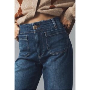 Anthropologie The Colette Crop Wide-Leg Jeans Dark Mini Fern Wash 28